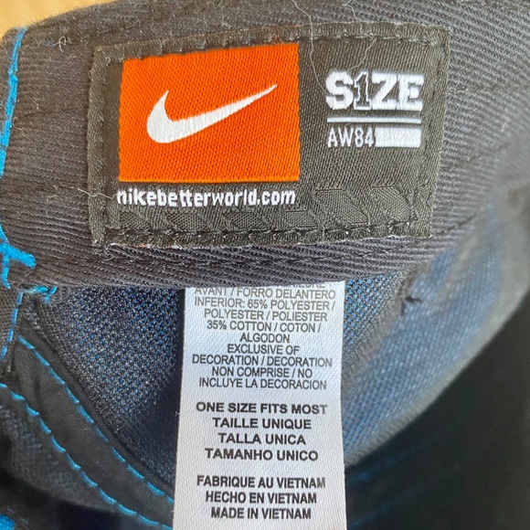 Nike AW84 Tech 5 Panel Hat Blue Black 611751 Rare - Picture 5 of 5